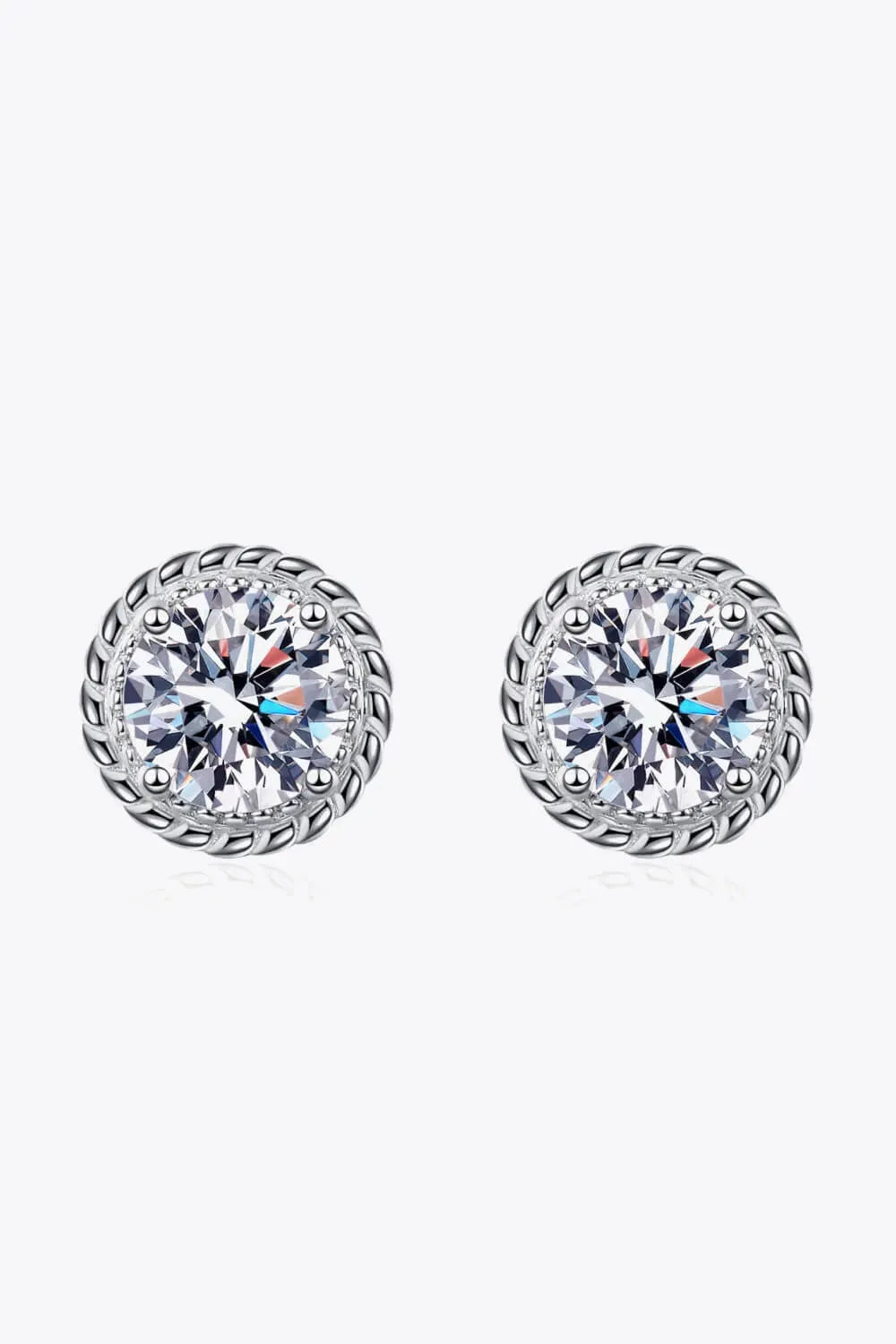 1 Carat Moissanite Rhodium-Plated Round Stud Earrings Moissanite - Tophatter Daily Deals